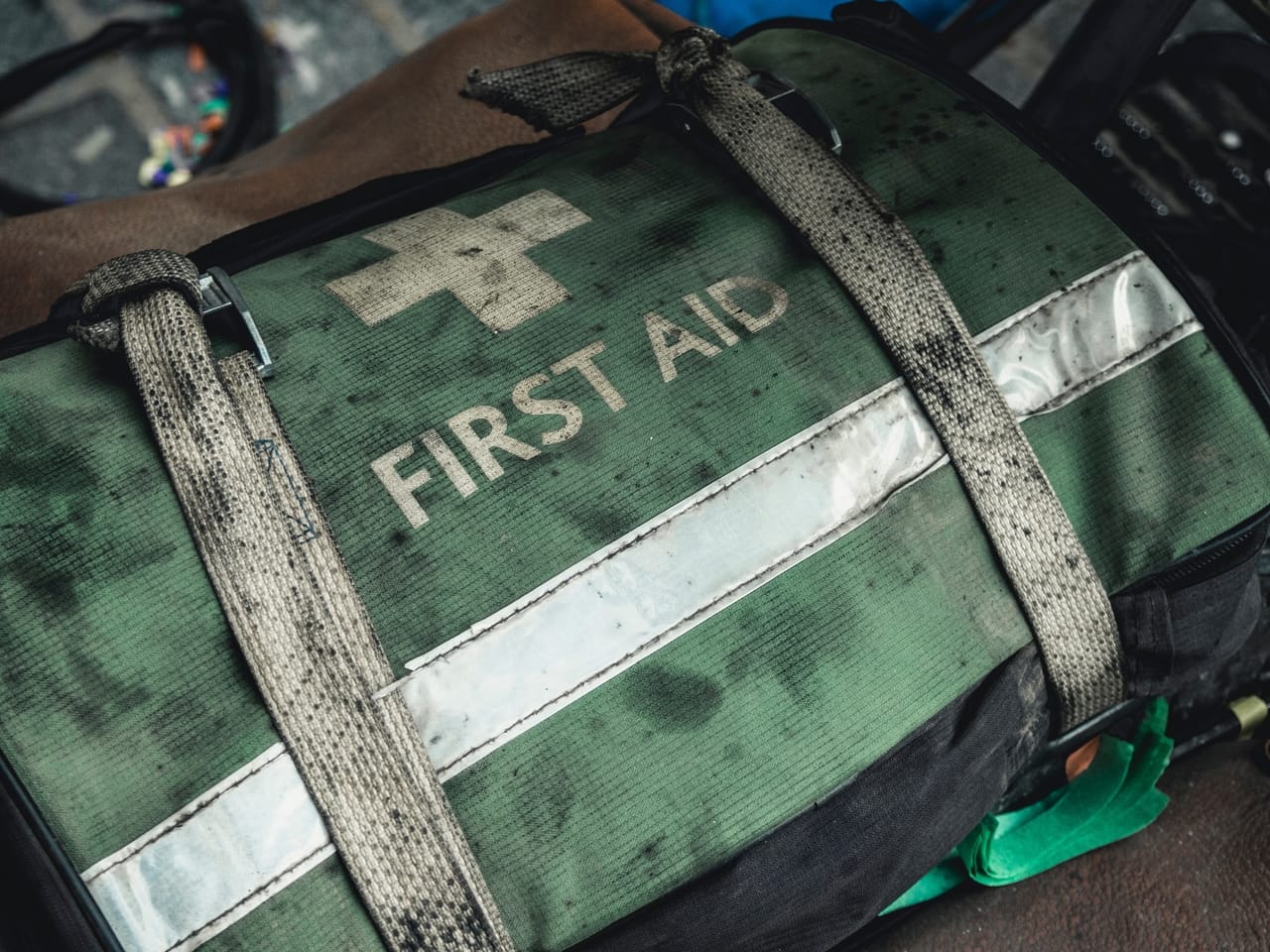 green first aid bag